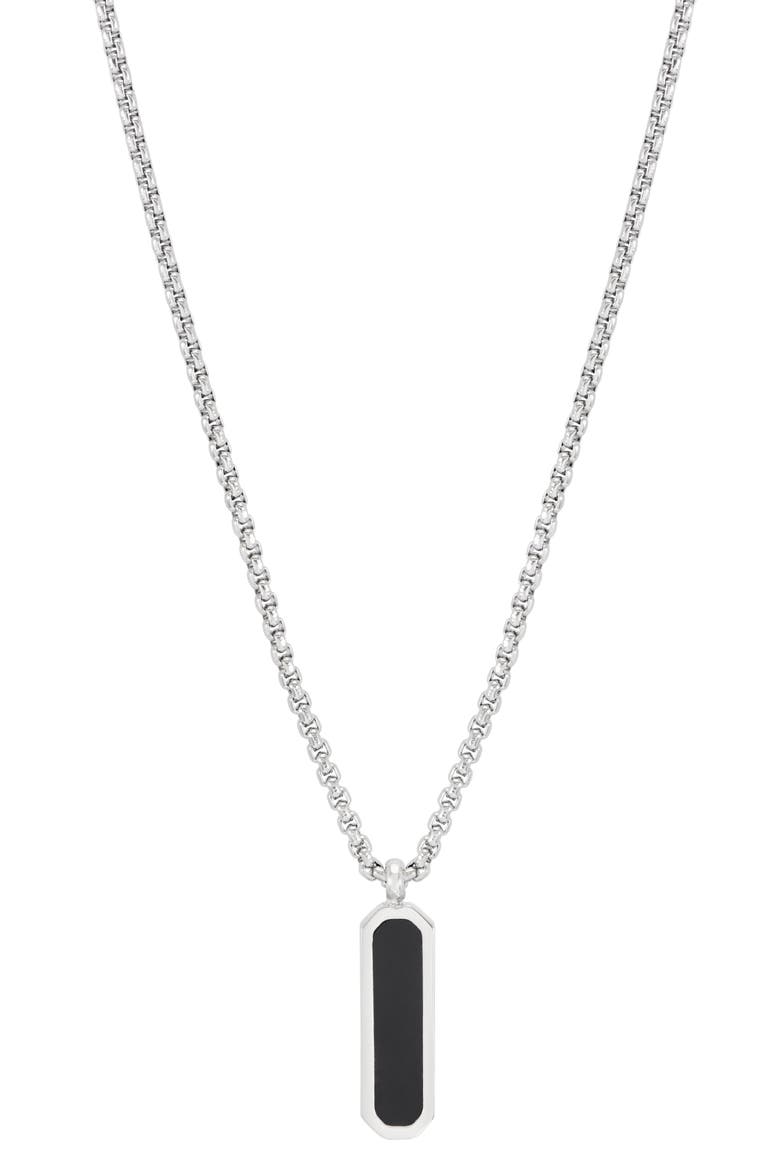 Men's Black Onyx Tag Pendant Necklace, Main, color, SILVER/ GOLD