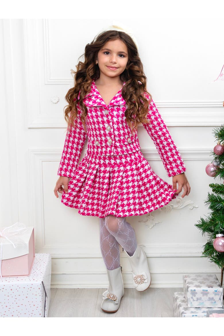 Cute Festive Jacket and Pleated Skirt Set, Alternate, color, Pink