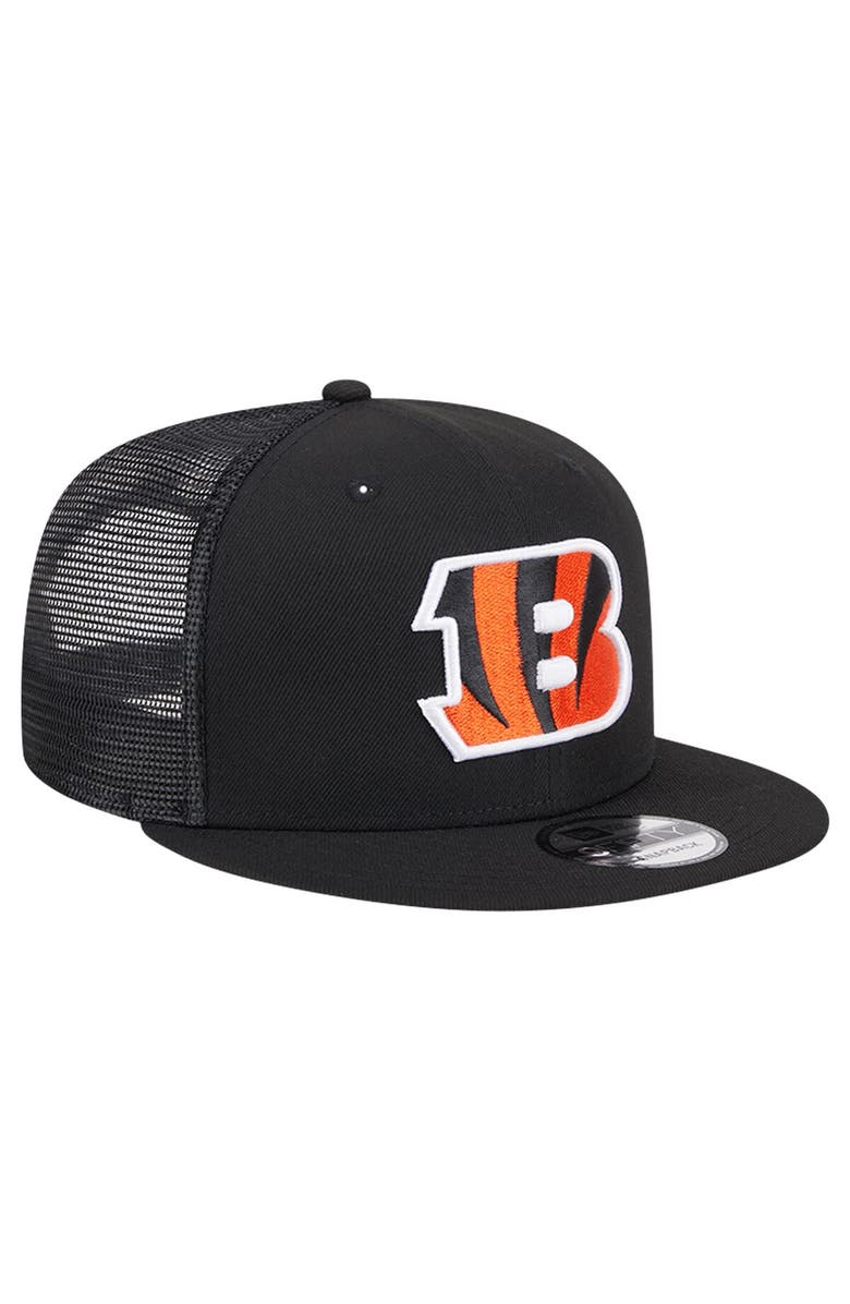 New Era Men's New Era Black Cincinnati Bengals Main Trucker 9FIFTY Snapback Hat, Alternate, color, Black