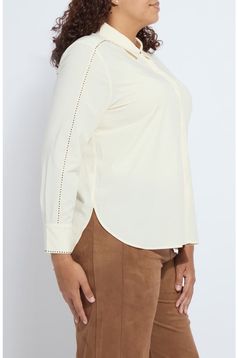 Rackel Embellished Button-Up Shirt, Alternate, color, MACADAMIA