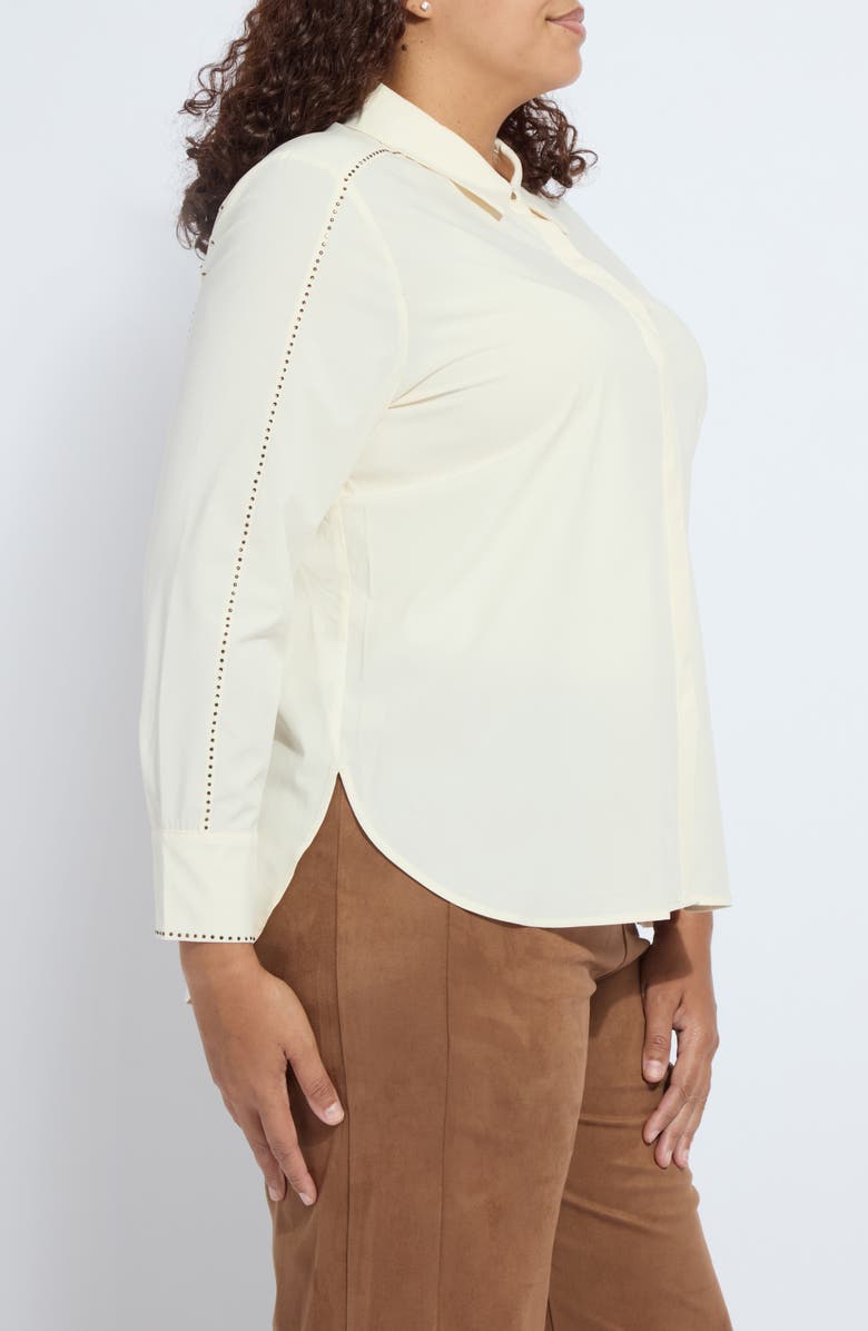 Lysse Rackel Embellished Button-Up Shirt, Alternate, color, Macadamia