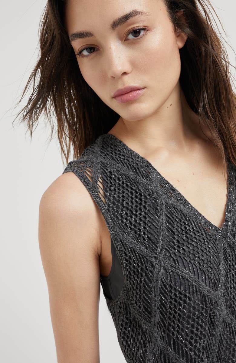 Brunello Cucinelli Precious Argyle Embroidery T-shirt, Alternate, color, 