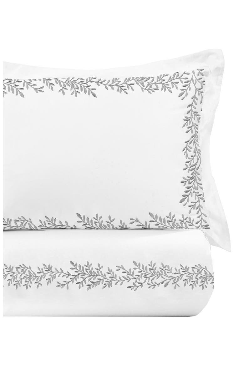 Floral Vine 600 Thread Count Twin Duvet Set, Main, color, GREY