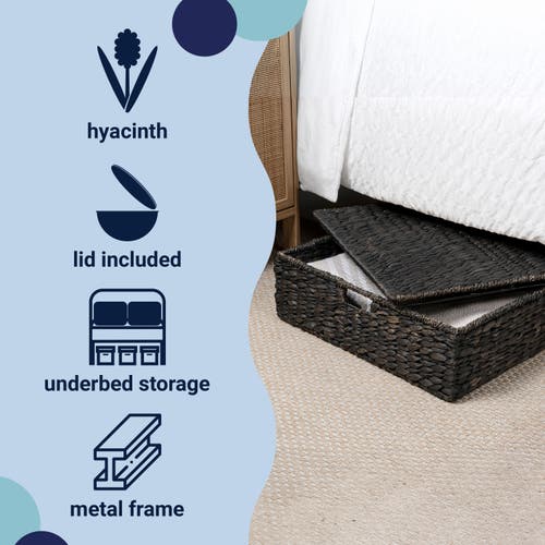 Happimess Holden 30" Classic Costal Hand-woven Hyacinth Wicker Under Bed Storage Basket With Lid In Brown