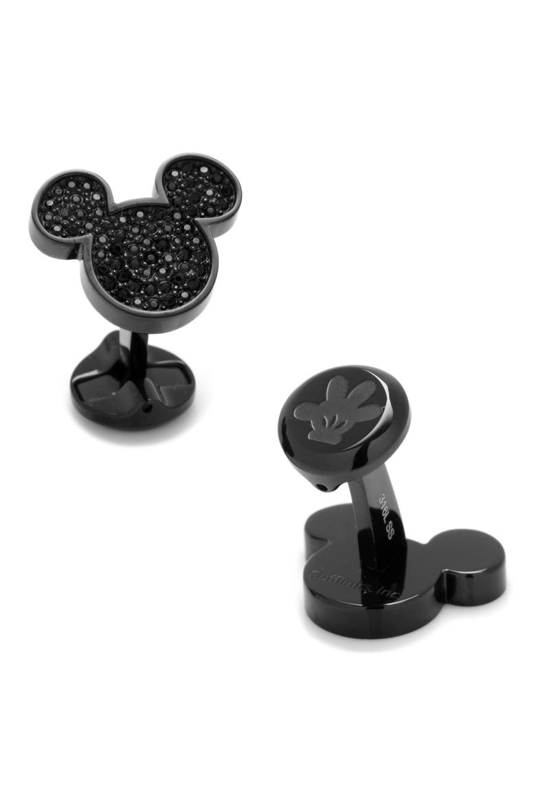x Disney Mickey Crystal Cuff Links, Alternate, color, BLACK