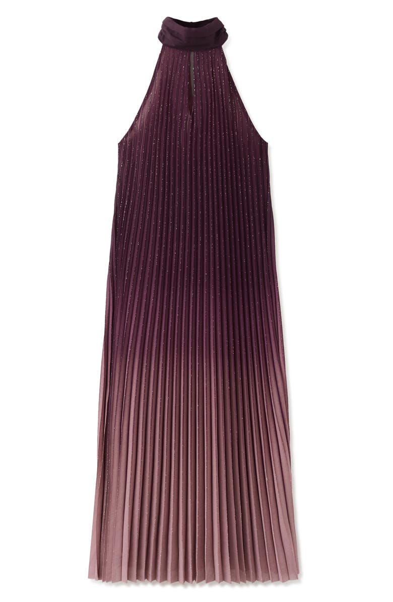 MANGO Metallic Pleated Maxi Dress, Alternate, color,