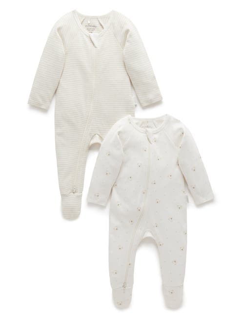 Purebaby 2 Pack Zip Footie