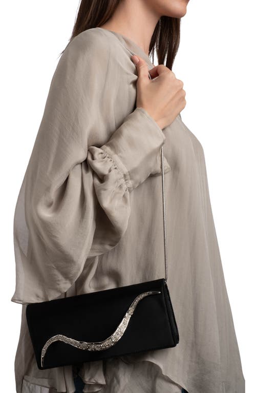 Alexis Bittar Crystal Curve Recycled Satin Clutch Bag In Black