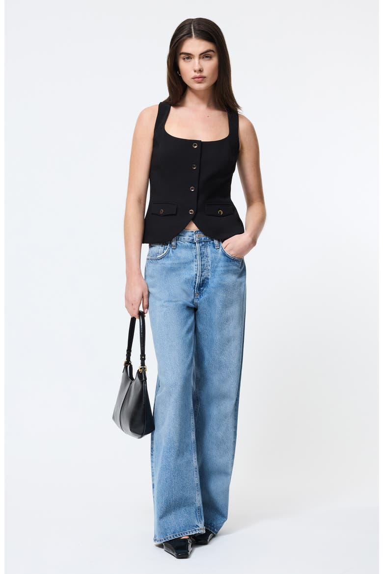 Azra Twill Vest, Alternate, color, BLACK