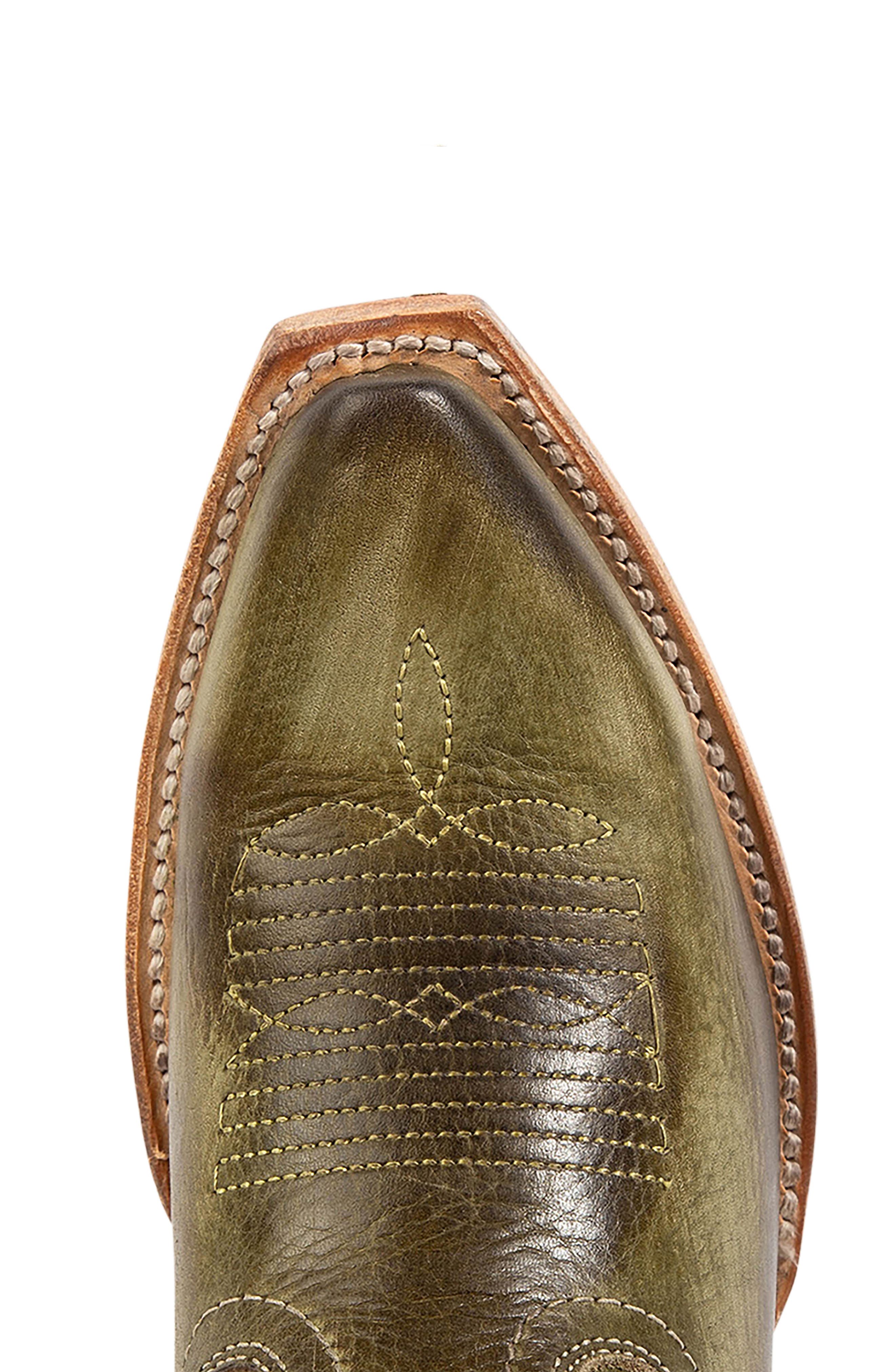 Woody Leather Western Boot, Alternate, color, OLIVE