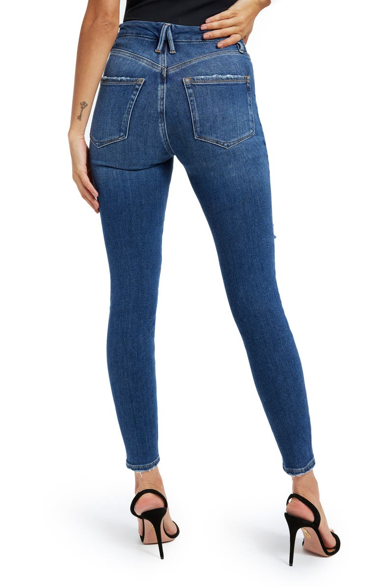 Good American Good Waist Ripped High Waist Crop Skinny Jeans, Alternate, color, Indigo379