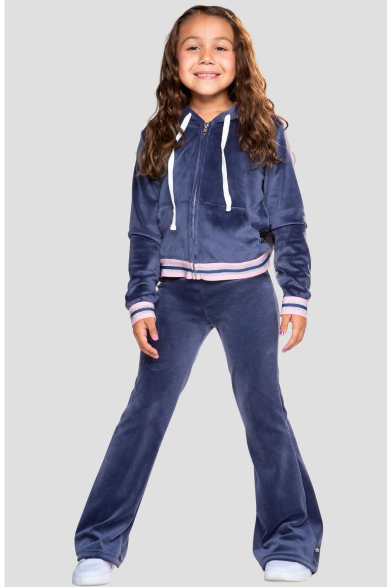 Kids' Velour Flare Leggings, Alternate, color, VINTAGE NAVY