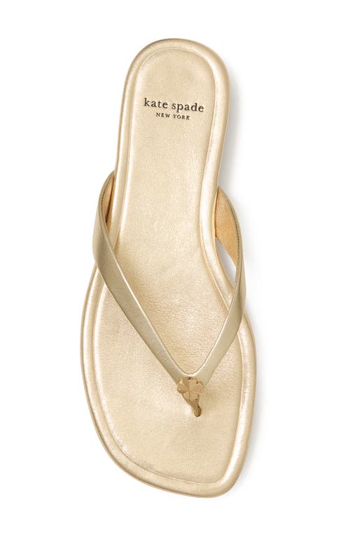 Kate Spade New York Spade Flower Patent Leather Flip Flop In Pale Gold