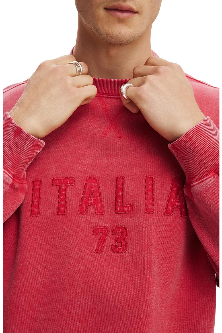 Men's Oversized Graphic Crew Sweater, Alternate, color, Chilli Pepper Wash  Italia