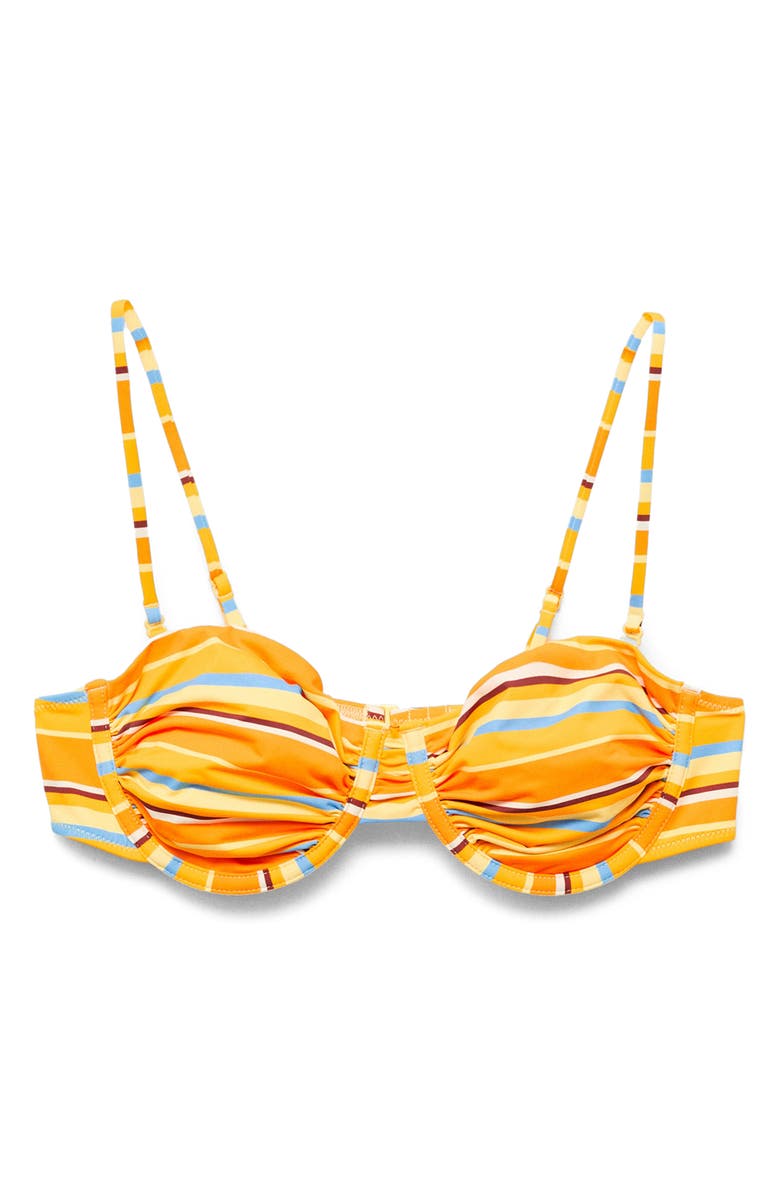 MANGO Stripe Print Underwire Bikini Top, Alternate, color, Pastel Yellow