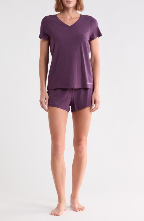 V-Neck T-Shirt & Shorts 2-Piece Pajama Set