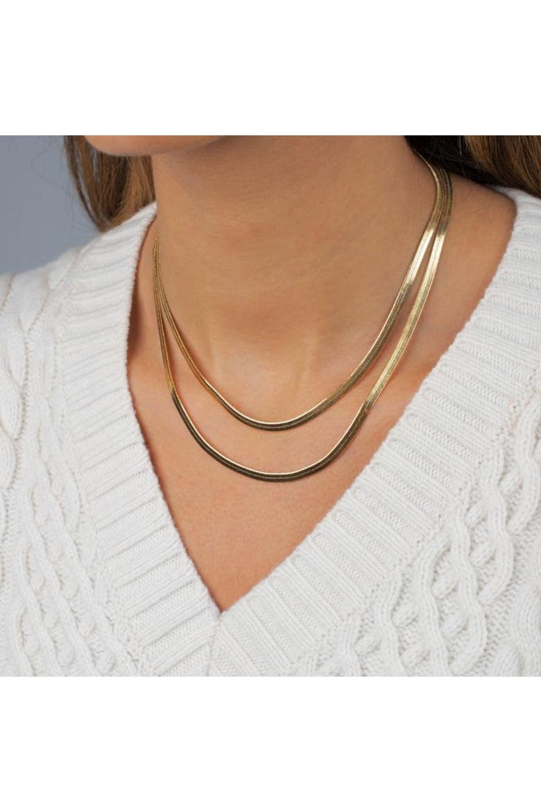 Herringbone Chain Necklace, Alternate, color, Gold - 18 Inch