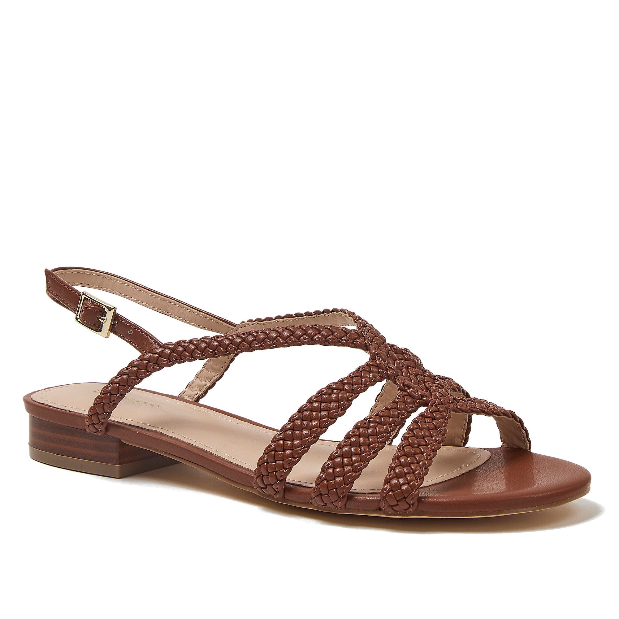 Lands' End Pasadena Braided Sandals, Main, color, Cognac
