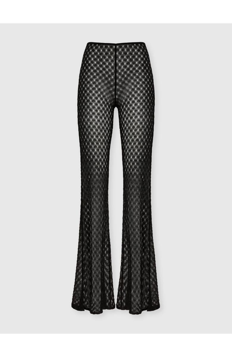 Missoni Flared Trousers In Lamé Viscose With Raschel Workmanship, Main, color, Black
