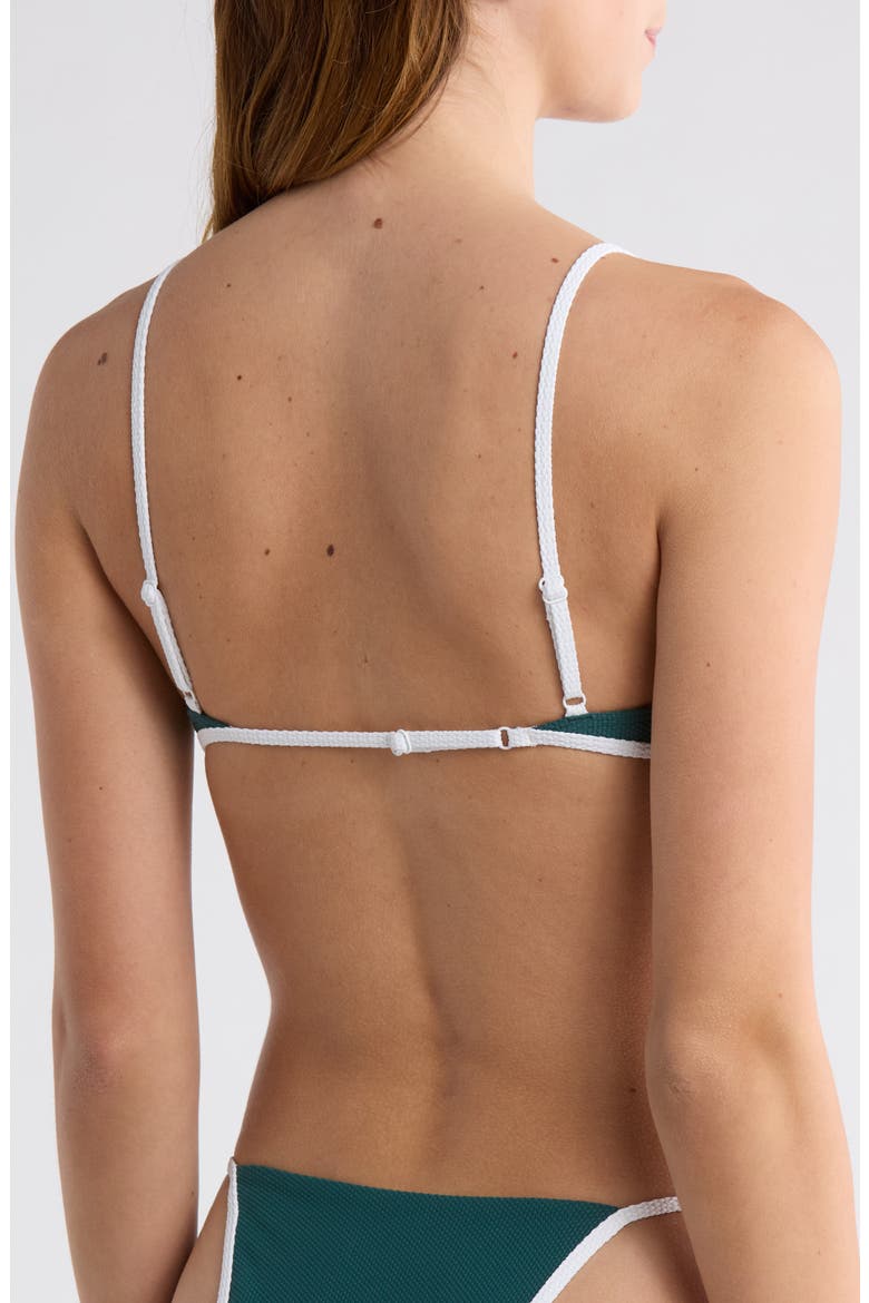 Miriam Triangle Bikini Top, Alternate, color, GREEN/ BRIGHT WHITE
