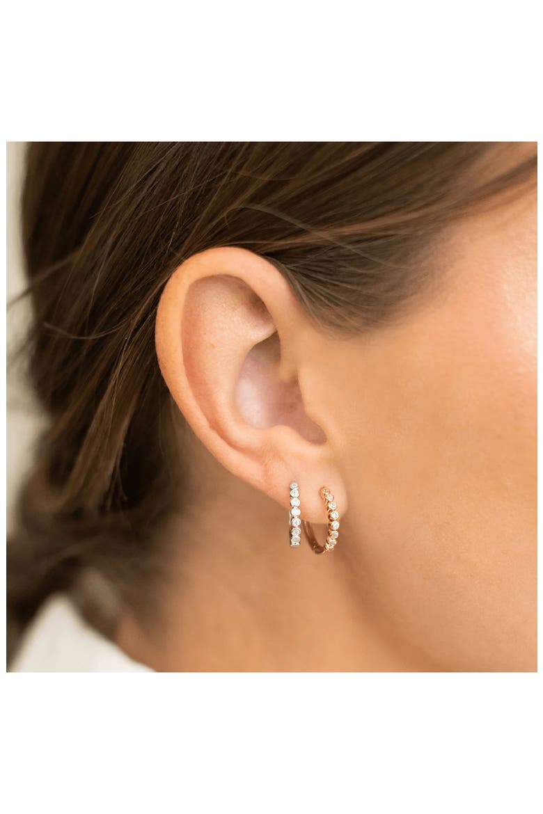 Poppy Cubic Zirconia Hoop Earrings, Alternate, color, SILVER