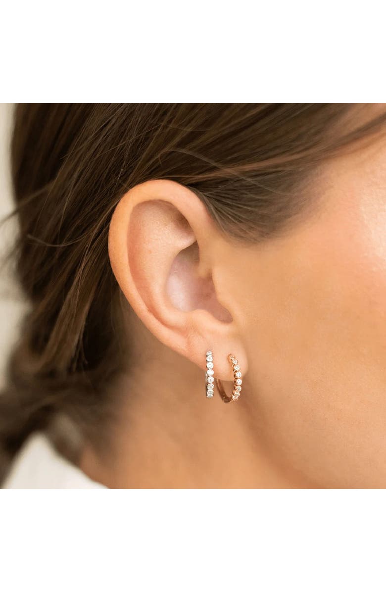 MADE BY MARY Poppy Cubic Zirconia Hoop Earrings, Alternate, color, Silver