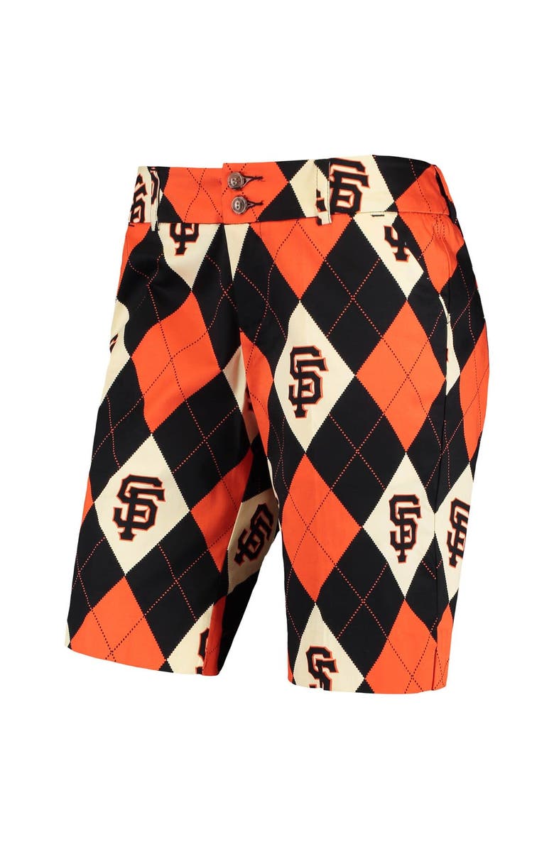 LOUD MOUTH GOLF Women's Loudmouth Black San Francisco Giants Argyle Bermuda Shorts, Alternate, color, 