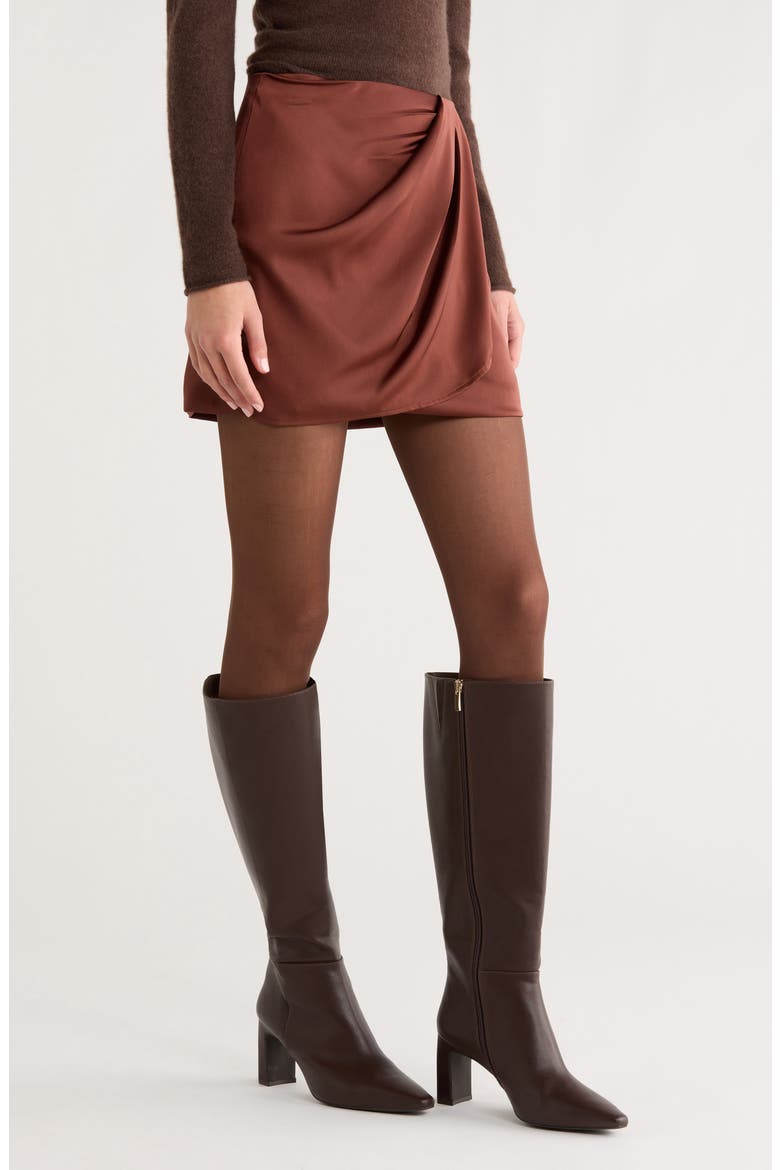 Catrina Satin Miniskirt, Alternate, color, RUST BROWN
