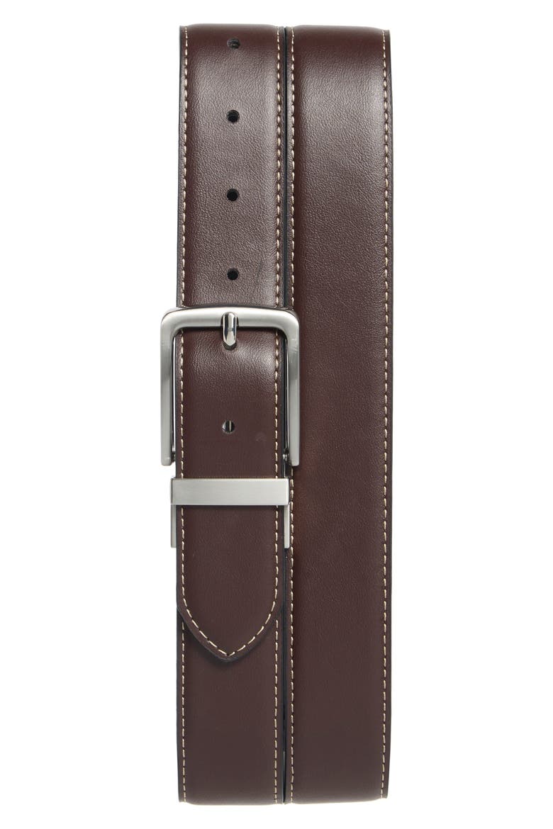 Casual Leather Belt, Alternate, color, BLACK/ BROWN