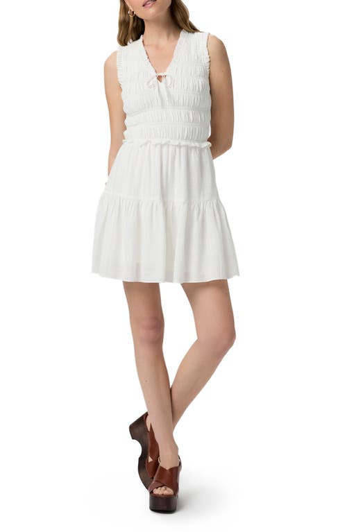 Shop Paige Fraise Smock Bodice Cotton Blend Minidress In White