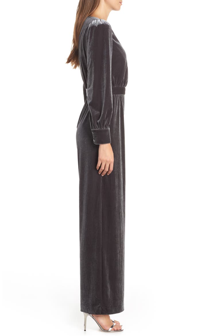 Wrap Look Velvet Jumpsuit, Alternate, color, GREY