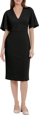 Maggy London Flutter Sleeve Midi Dress