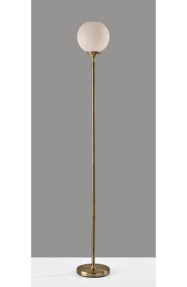 ADESSO LIGHTING Swirl Antiqued Brass Torchiere Floor Lamp, Alternate, color, Antique Brass
