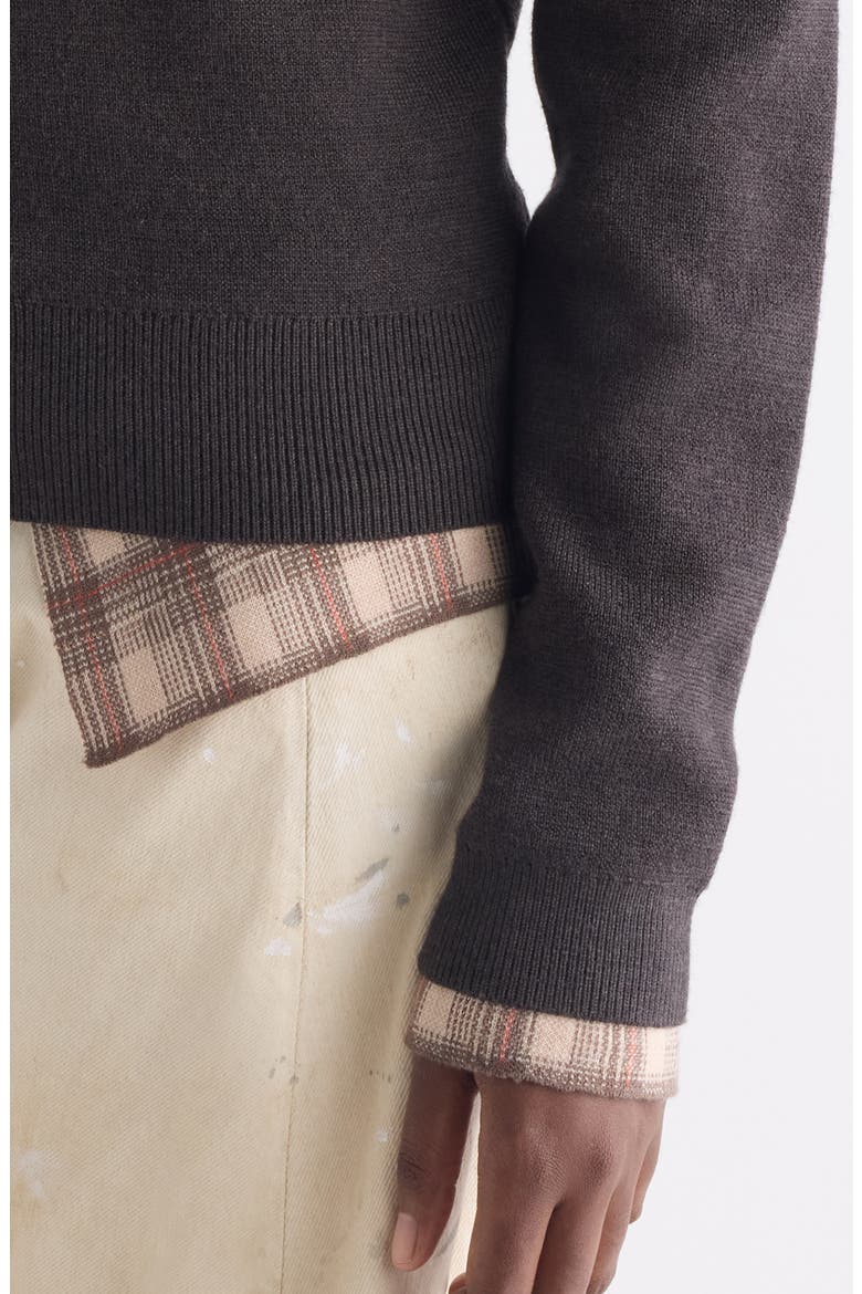 Prelayered Wool Cardigan, Alternate, color, DARK BROWN