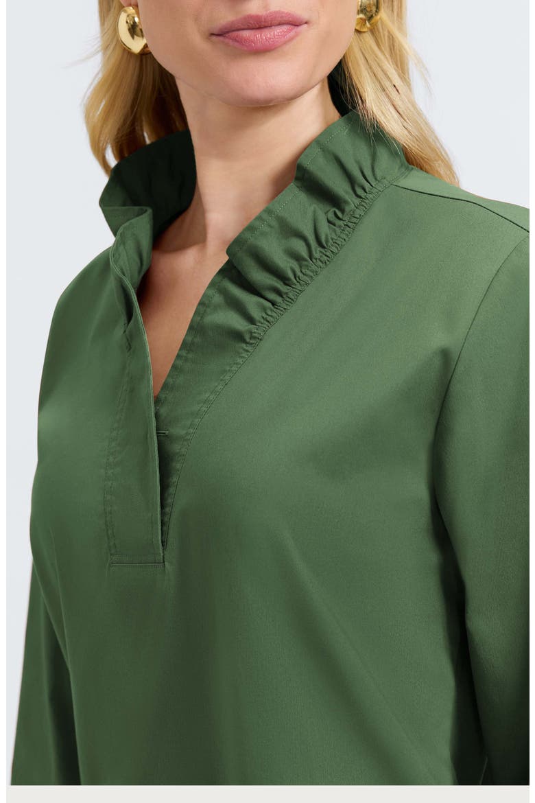 Tammy Ruffle Collar Cotton Blend Top, Alternate, color, BASIL