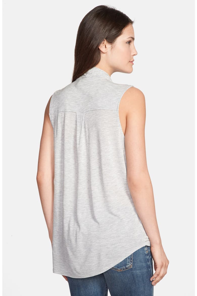 High/Low Faux Wrap Top, Alternate, color, GREY HEATHER