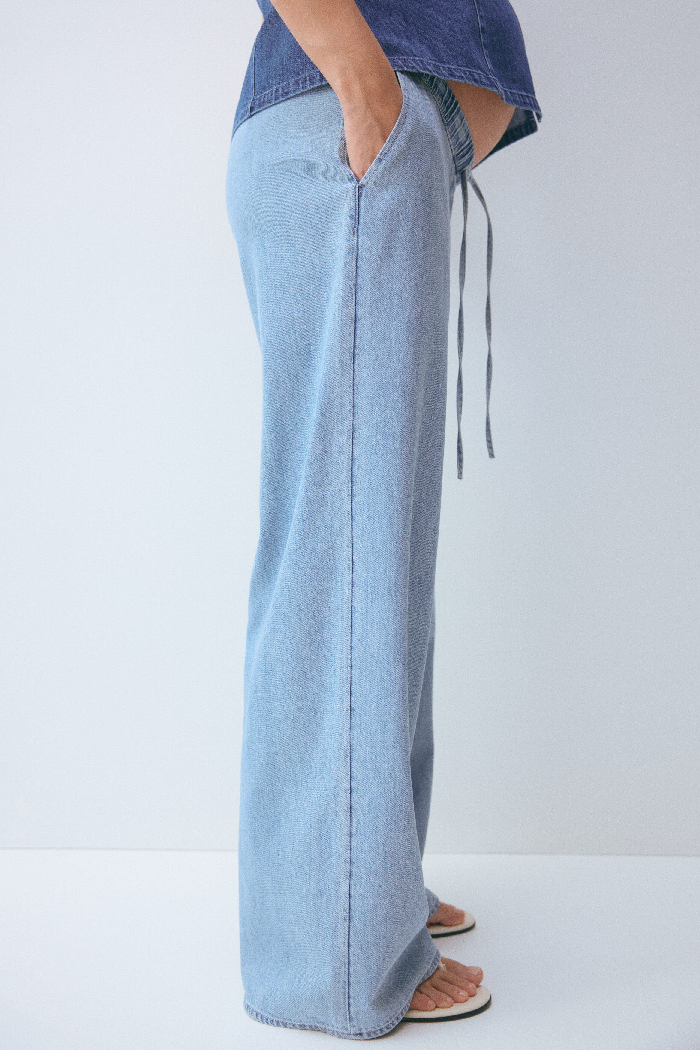 Mama denim drawstring pants - image 2