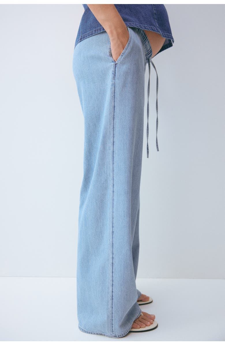 H&M Mama denim drawstring pants, Alternate, color, Light Denim Blue