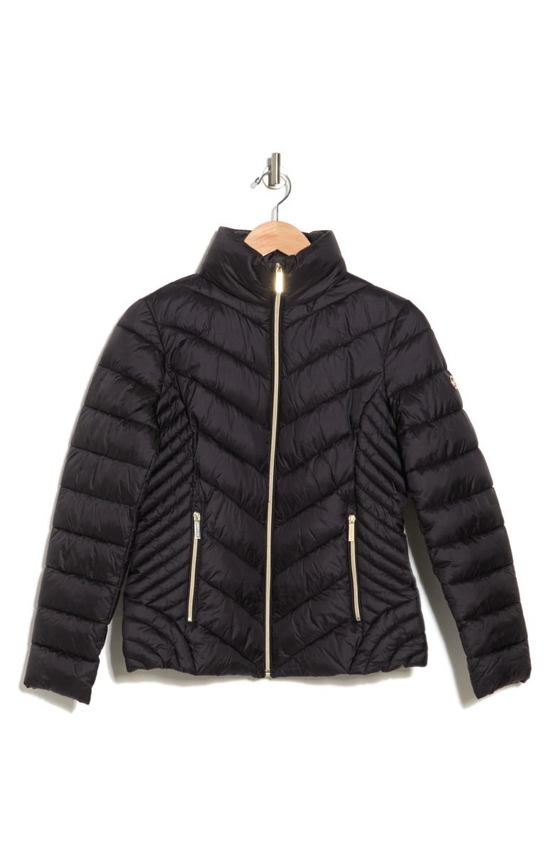 Michael Kors Chevron Quilted Packable Puffer Jacket, Alternate, color,