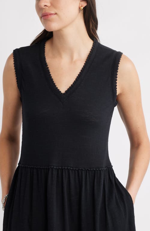 Caslonr Caslon(r) Sleeveless V-neck Tiered Dress In Black