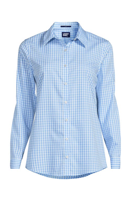 Lands' End No Iron Supima Cotton Long Sleeve Shirt In Dusk Blue/white Gingham
