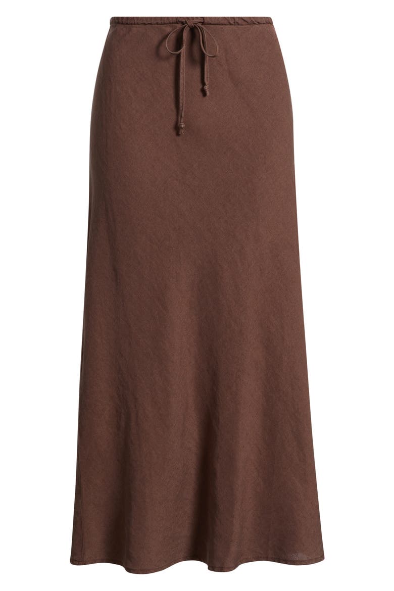 Avery Linen Blend Midi Skirt, Alternate, color, CHOCOLATE