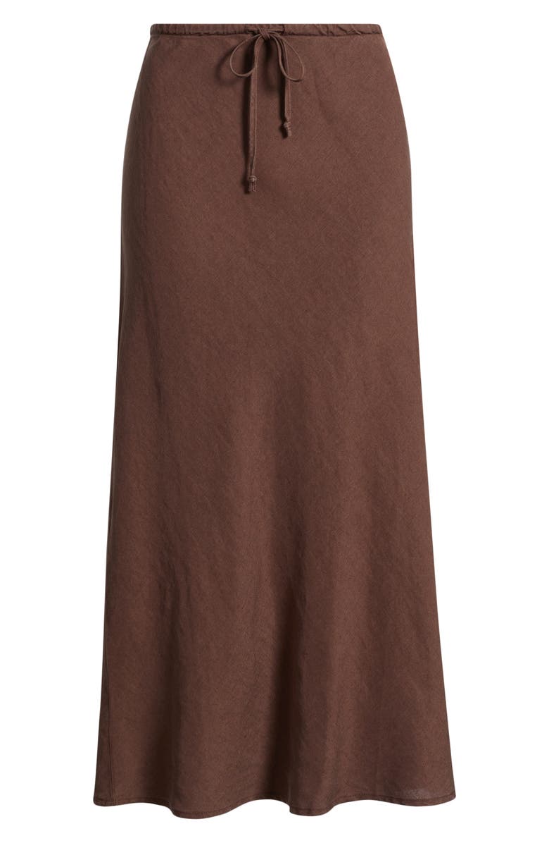 Marine Layer Avery Linen Blend Midi Skirt, Main, color, Chocolate