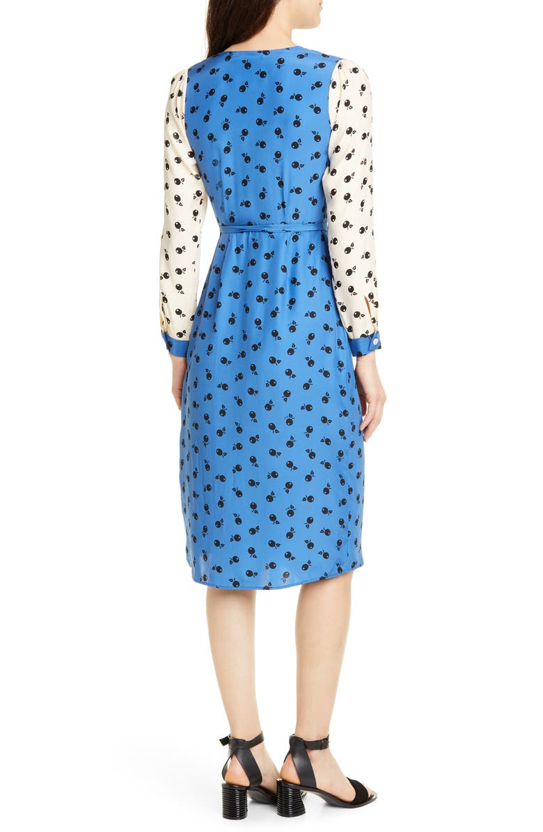 HVN Julia Long Sleeve Silk Wrap Dress, Alternate, color, 