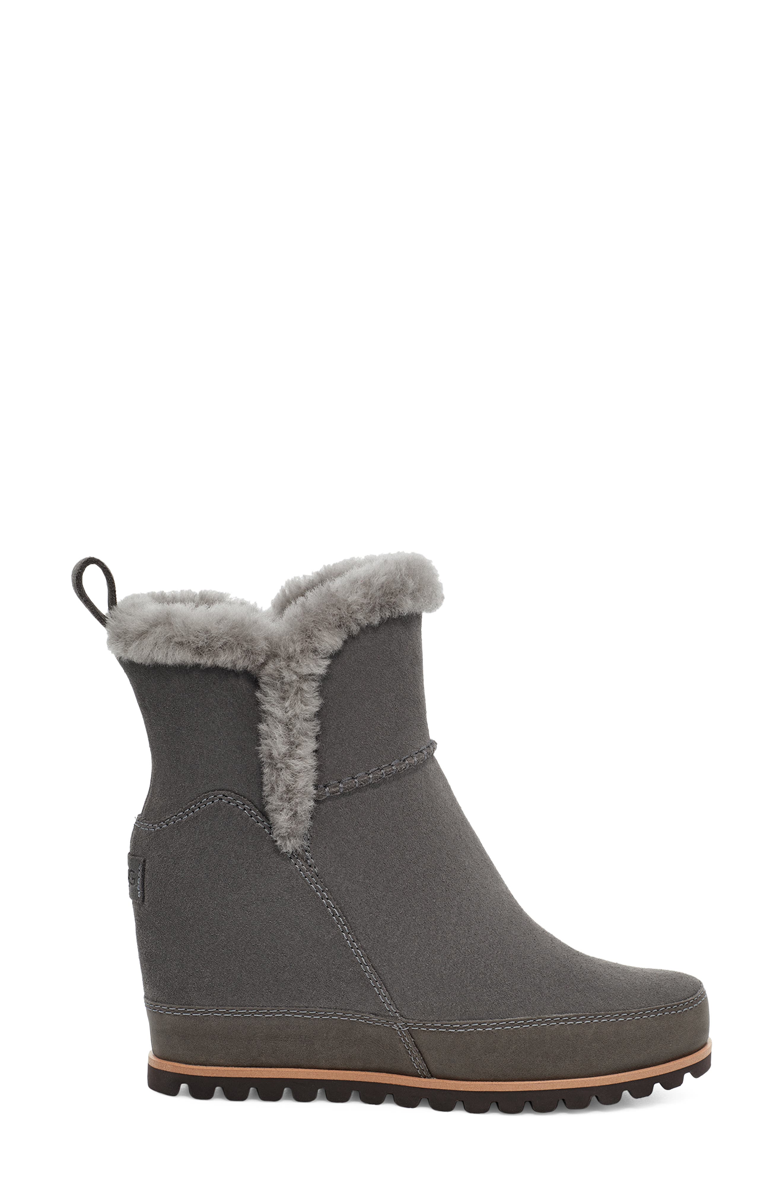 Malvella Waterproof Boot with Genuine Shearling Trim, Alternate, color, CHARCOAL SUEDE