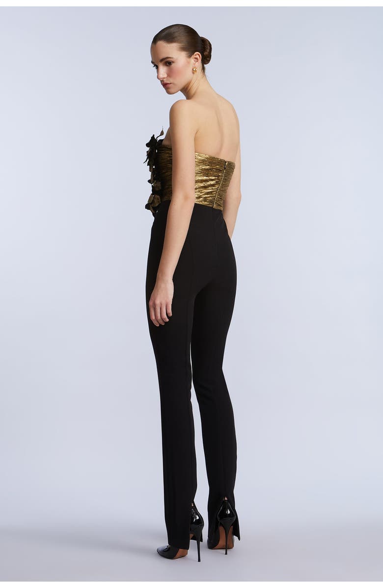 BCBGMAXAZRIA Flower Detail Jumpsuit, Alternate, color, Gold & Black Combo