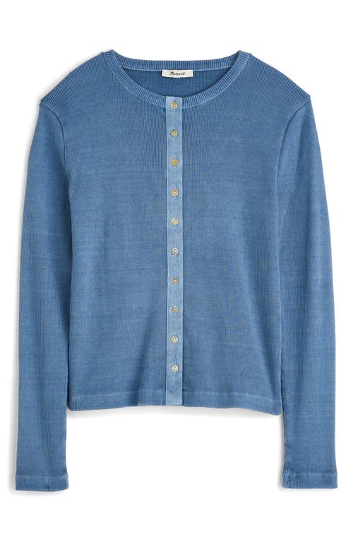 Madewell Garment-dyed Ribbed Cardigan Tee In Delphinium Blue