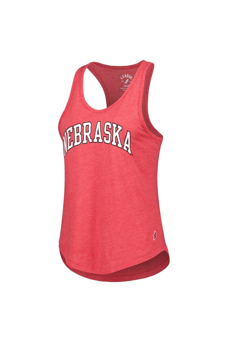 Women's League Collegiate Wear Heather Scarlet Nebraska Huskers Two-Hit Intramural Tri-Blend Scoop Neck Racerback Tank Top, Alternate, color, Scarlet