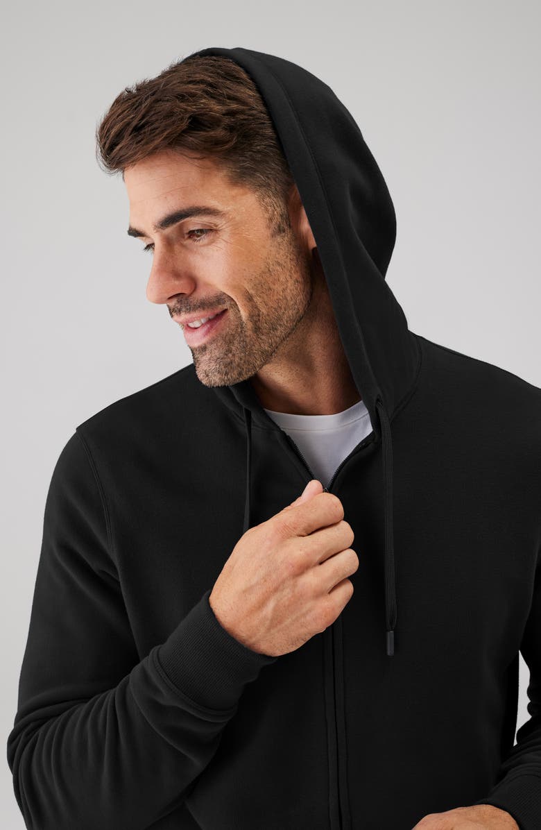 Mack Weldon Ace Cotton Blend French Terry Zip Hoodie, Alternate, color, True Black