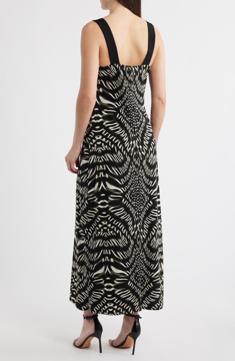Connected Apparel Printed Maxi Dress, Alternate, color, Olive